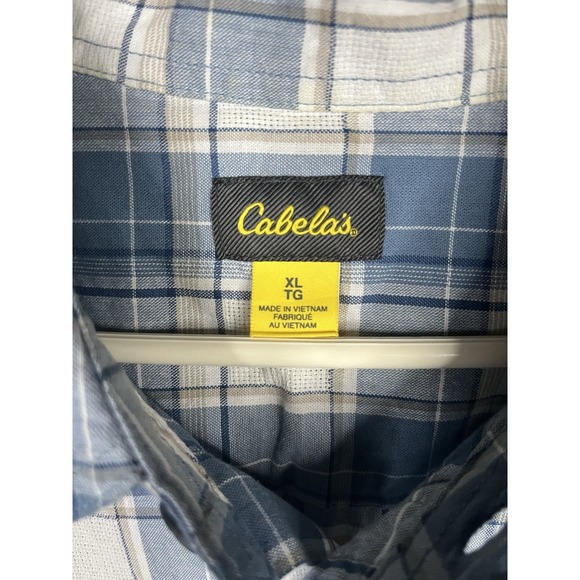 Cabelas All Over Vented Men's Blue Short Sleeve Plaid XL Hiking Fishing Shirt - Picture 4 of 9